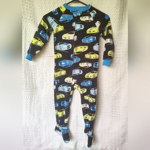 Size 4T Winter/Fall Footed Sleeper Black with Cars Zippered
